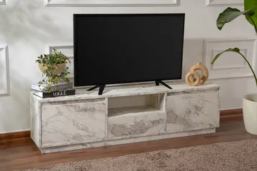 Gulliver Tv-bänk 160x30 cm - Ljus Beige/Marmor - Products - Möbler - TV- & Mediamöbler - TV bänk & mediabänk