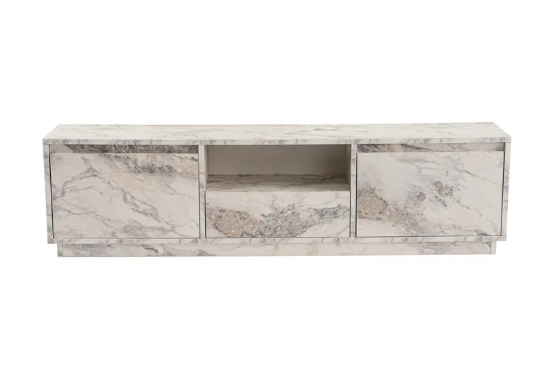 Gulliver Tv-bänk 160x30 cm, Ljus Beige/Marmor