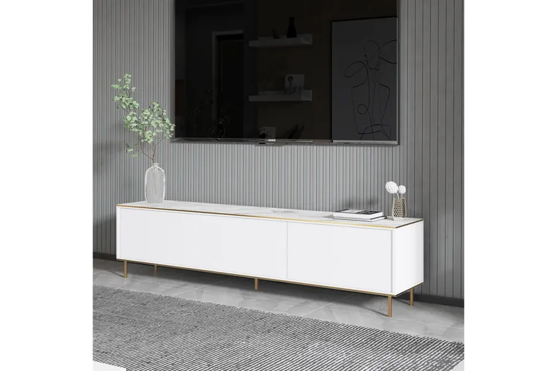 Imaj Tv-bänk 180 cm - Vit marmor/Guld - Products - Möbler - TV- & Mediamöbler - TV bänk & mediabänk
