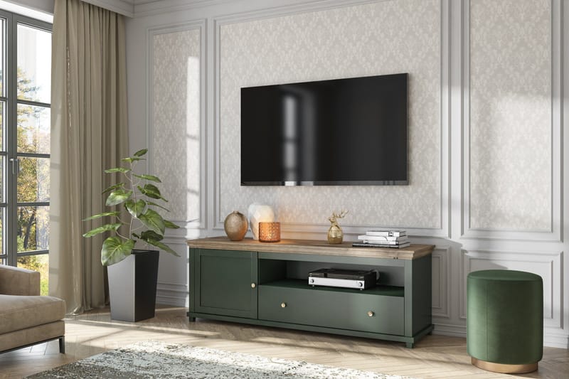 Ivreri Tv-bänk 181 cm - Khaki/Natur - Products - Möbler - TV- & Mediamöbler - TV bänk & mediabänk
