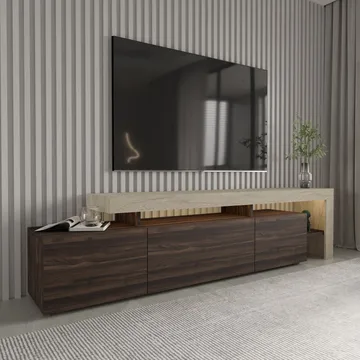 Jurukovo TV-bänk 192x53x37 cm - Travertin, valnöt - Products - Möbler - TV- & Mediamöbler - TV bänk & mediabänk