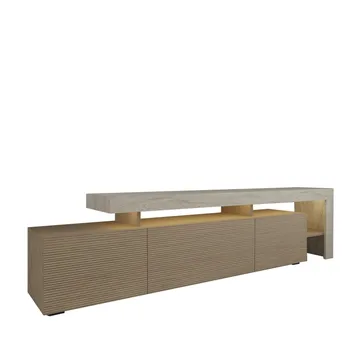 Jurukovo TV-bänk 192x53x37 cm - Travertin, varm ek - Products - Möbler - TV- & Mediamöbler - TV bänk & mediabänk