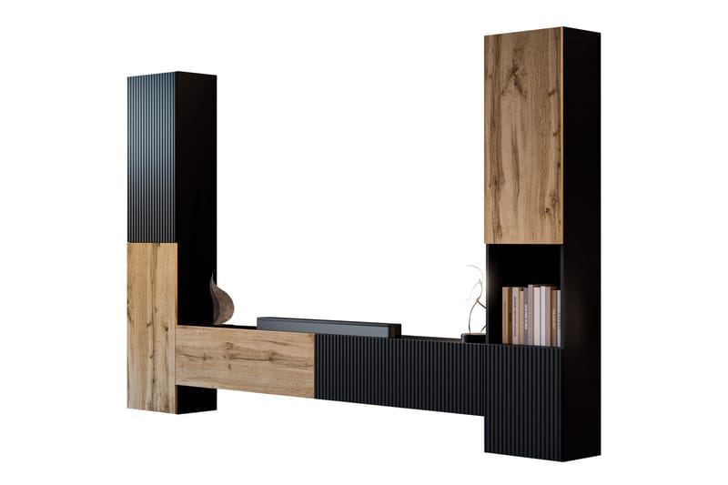 Kangana Tv-möbelset, Svart/Brun