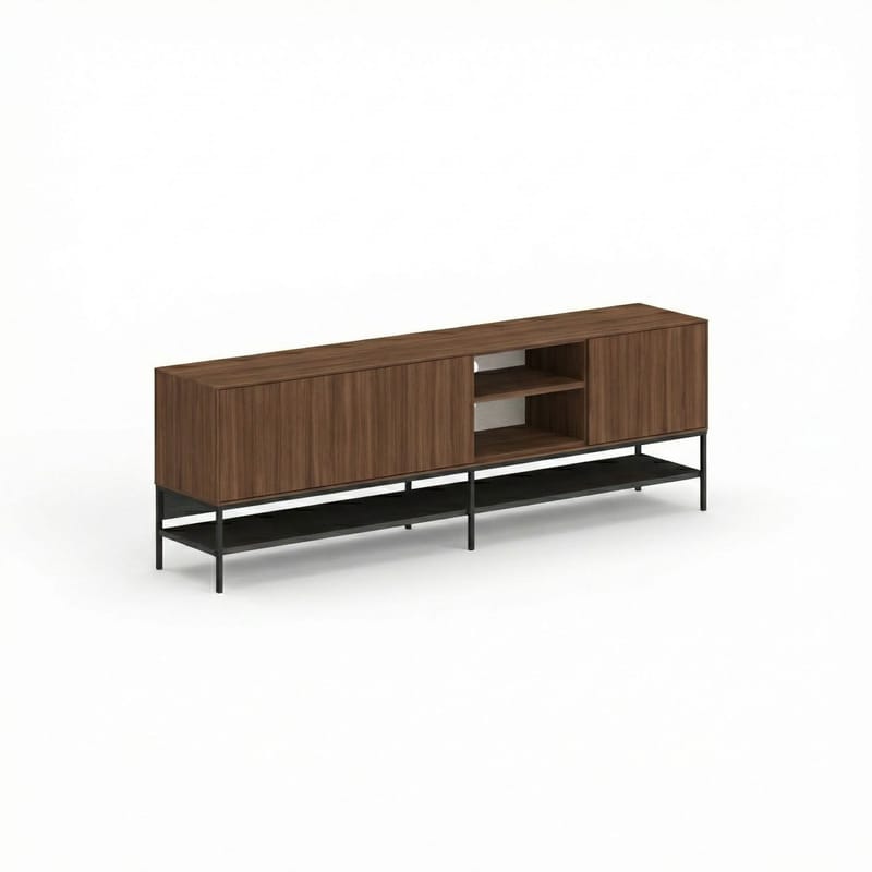 Kenvor Tv-bänk 180 cm - Milano Walnut, Wood Black, Black - Products - Möbler - TV- & Mediamöbler - TV bänk & mediabänk