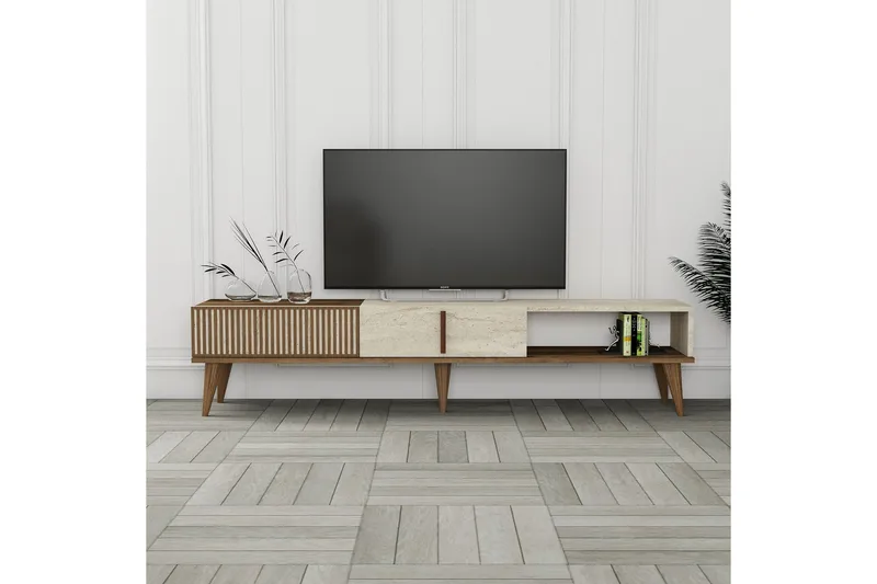 Lissione Tv-bänk 180 cm - Valnöt/Beige - Products - Möbler - TV- & Mediamöbler - TV bänk & mediabänk