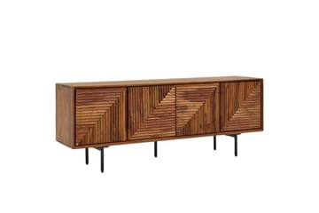 Lowboard Wohnling Massivt trä med förvaring, 4 dörrar, tryck för att öppna, lantlig stil - Products - Möbler - TV- & Mediamöbler - TV bänk & mediabänk