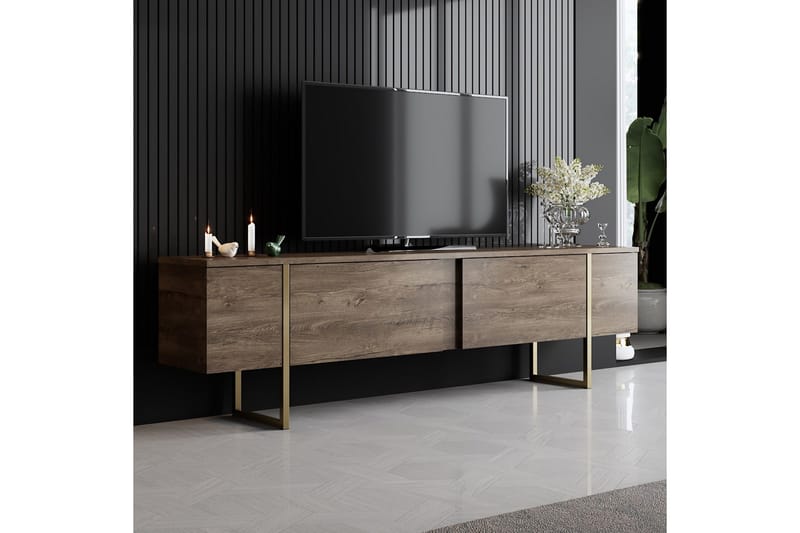 Luxe Tv-bänk 180x50 cm Brun/Guld - Hanah Home - Products - Möbler - TV- & Mediamöbler - TV bänk & mediabänk