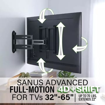 TV-Fäste Sanus 4D Max Vesa 400x400 32-65 Full Motion - Svart - Products - Möbler - TV- & Mediamöbler - Mediastativ & väggfäste - Tv-stativ & Tv-väggfäste