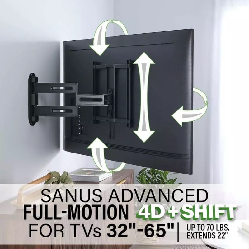 TV-Fäste Sanus 4D Max Vesa 400x400 32-65 Full Motion - Svart - Products - Möbler - TV- & Mediamöbler - Mediastativ & väggfäste - Tv-stativ & Tv-väggfäste
