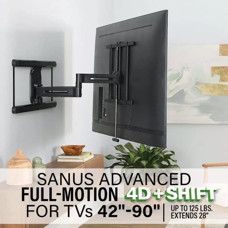 TV-Fäste Sanus 4D Max Vesa 600x400 42-90 Full Motion - Svart - Products - Möbler - TV- & Mediamöbler - Mediastativ & väggfäste - Tv-stativ & Tv-väggfäste