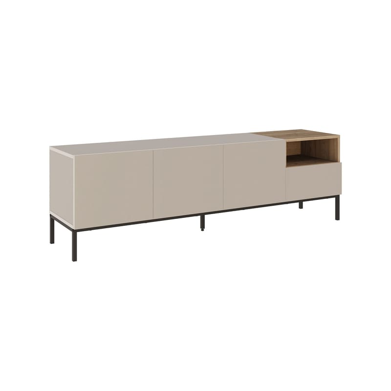 Morlen TV-bänk 180x55x41,8 cm - sandsten, naturlig ek och svart - Products - Möbler - TV- & Mediamöbler - TV bänk & mediabänk