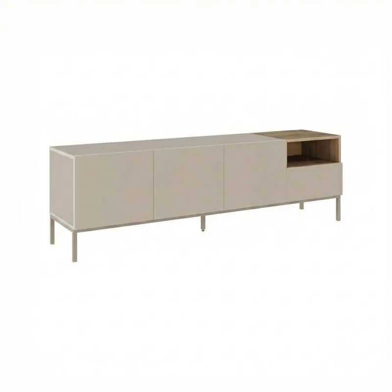 Morlen TV-bänk 180x55x41,8 cm - santstone och naturfärgad ek - Products - Möbler - TV- & Mediamöbler - TV bänk & mediabänk
