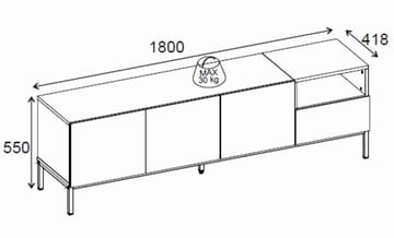Morlen TV-bänk 180x55x41,8 cm - santstone och naturfärgad ek - Products - Möbler - TV- & Mediamöbler - TV bänk & mediabänk