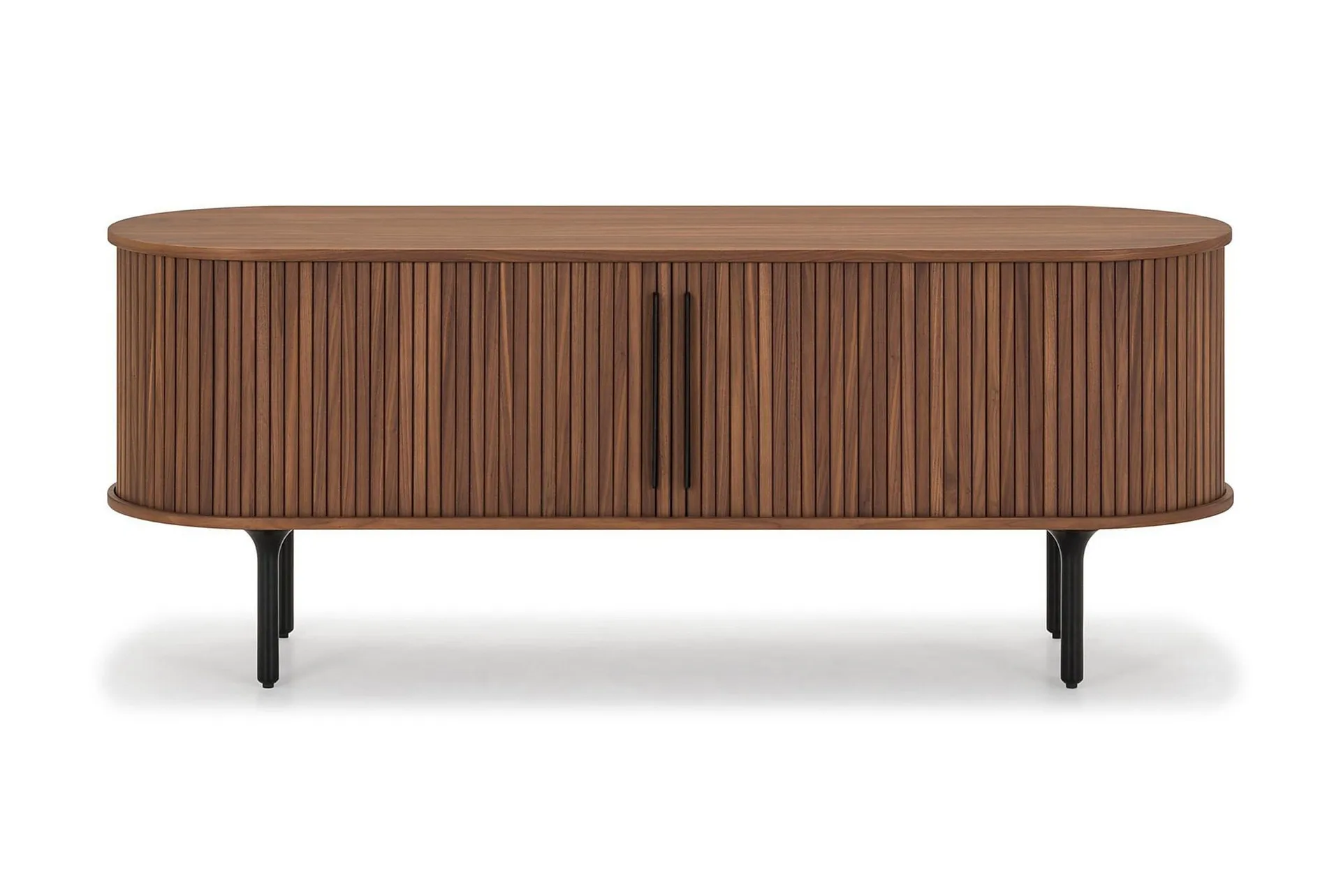 Noira Oval TV bänk Valnöt 150x45 cm Ribbad
