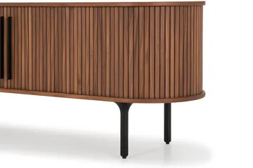 Noira Ribbad Oval TV-bänk 150 cm med Förvaring i Trä och Valnöt - Brun - Products - Möbler - TV- & Mediamöbler - TV bänk & mediabänk
