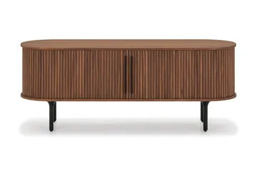 Noira Ribbad Oval TV-bänk 150 cm med Förvaring i Trä och Valnöt - Brun - Products - Möbler - TV- & Mediamöbler - TV bänk & mediabänk