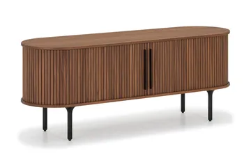 Noira Ribbad Oval TV-bänk 150 cm med Förvaring i Trä och Valnöt - Brun - Products - Möbler - TV- & Mediamöbler - TV bänk & mediabänk