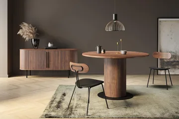 Noira Ribbad Oval TV-bänk 150 cm med Förvaring i Trä och Valnöt - Brun - Products - Möbler - TV- & Mediamöbler - TV bänk & mediabänk