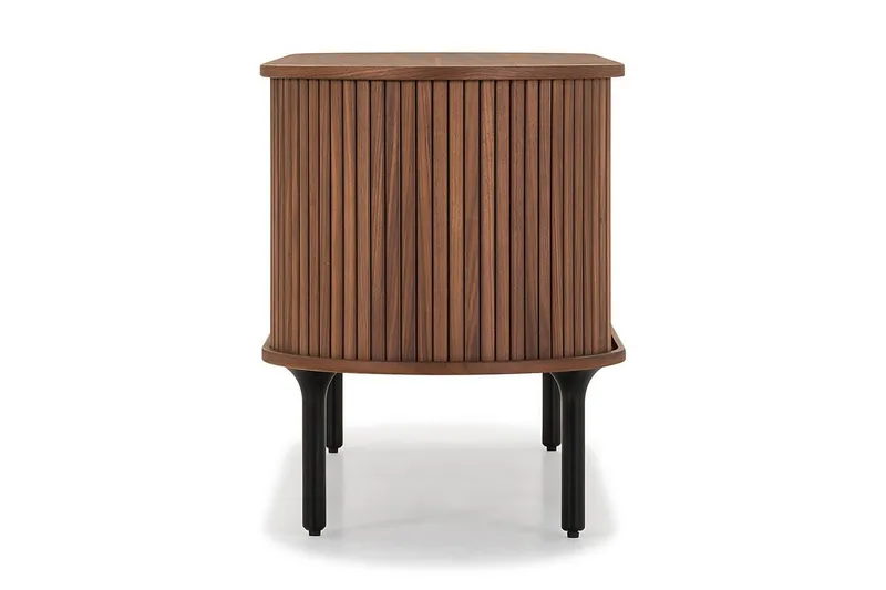 Noira Ribbad Oval TV-bänk 150 cm med Förvaring i Trä och Valnöt - Brun - Products - Möbler - TV- & Mediamöbler - TV bänk & mediabänk
