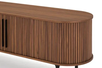 Noira Ribbad Oval TV-bänk 150 cm med Förvaring i Trä och Valnöt - Brun - Products - Möbler - TV- & Mediamöbler - TV bänk & mediabänk