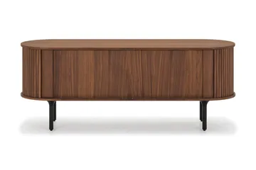 Noira Ribbad Oval TV-bänk 150 cm med Förvaring i Trä och Valnöt - Brun - Products - Möbler - TV- & Mediamöbler - TV bänk & mediabänk