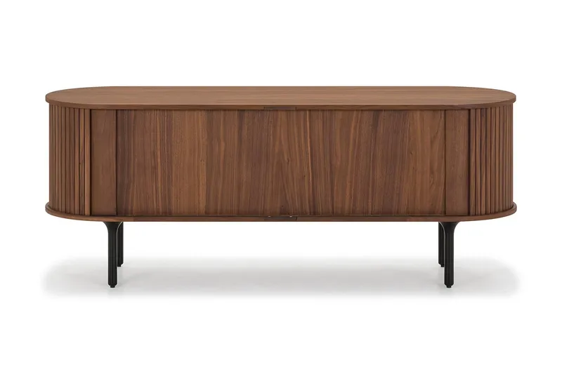Noira Ribbad Oval TV-bänk 150 cm med Förvaring i Trä och Valnöt - Brun - Products - Möbler - TV- & Mediamöbler - TV bänk & mediabänk
