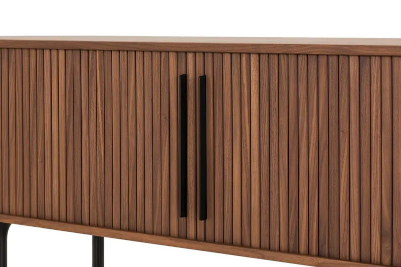 Noira Ribbad Oval TV-bänk 150 cm med Förvaring i Trä och Valnöt - Brun - Products - Möbler - TV- & Mediamöbler - TV bänk & mediabänk