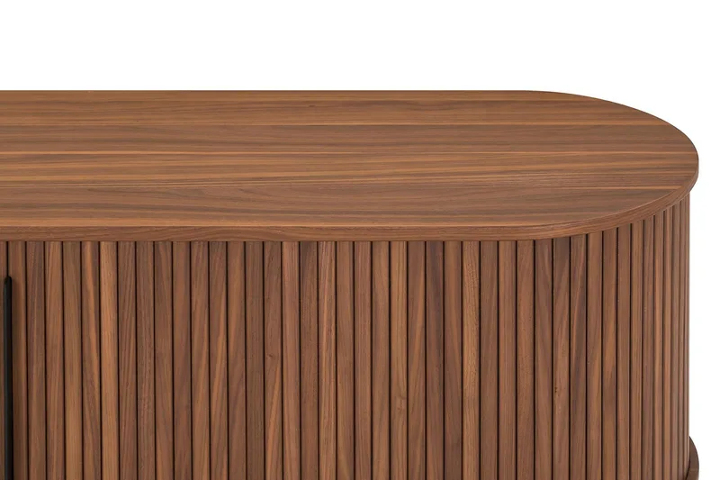 Noira Ribbad Oval TV-bänk 150 cm med Förvaring i Trä och Valnöt - Brun - Products - Möbler - TV- & Mediamöbler - TV bänk & mediabänk