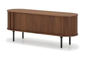 Noira Ribbad Oval TV-bänk 150 cm med Förvaring i Trä och Valnöt - Brun - Products - Möbler - TV- & Mediamöbler - TV bänk & mediabänk