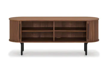 Noira Ribbad Oval TV-bänk 150 cm med Förvaring i Trä och Valnöt - Brun - Products - Möbler - TV- & Mediamöbler - TV bänk & mediabänk