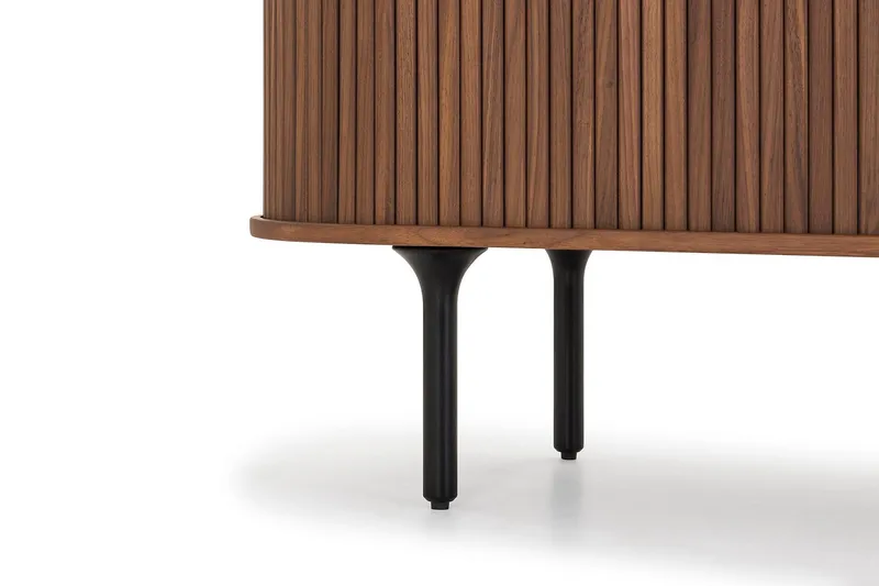 Noira Ribbad Oval TV-bänk 150 cm med Förvaring i Trä och Valnöt - Brun - Products - Möbler - TV- & Mediamöbler - TV bänk & mediabänk