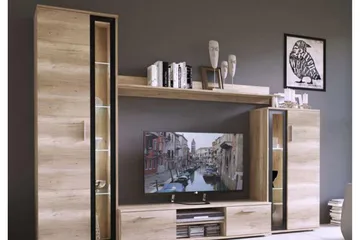 Olerum TV-möbelset - Ek/Svart/Led-Belysning - Products - Möbler - TV- & Mediamöbler - TV-möbelset