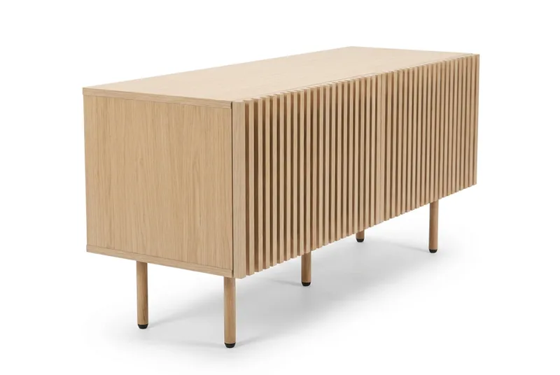 Peyra Ribbad TV-bänk 120 cm med Förvaring, Trä- och Ekutseende - Natur - Products - Möbler - TV- & Mediamöbler - TV bänk & mediabänk