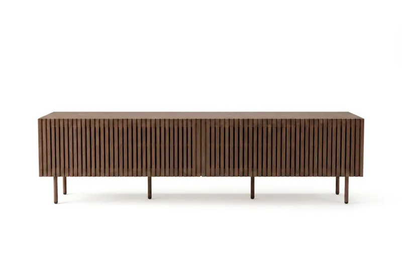 Peyra Ribbad Tv-bänk 200 cm, Valnöt