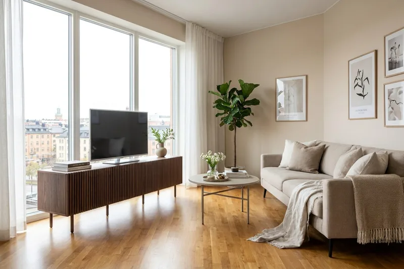 Peyra Ribbad Tv-bänk 200 cm - Valnöt - Products - Möbler - TV- & Mediamöbler - TV bänk & mediabänk