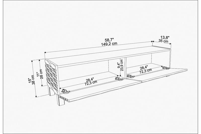 Rinorea Tv-bänk 149,2x38 cm - Vit - Products - Möbler - TV- & Mediamöbler - TV bänk & mediabänk