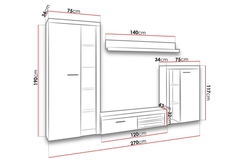 Rumba TV-möbelset - Brun - Products - Möbler - TV- & Mediamöbler - TV-möbelset