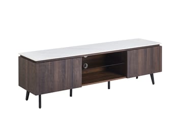 Salvador tv-bänk med förvaring 160 cm lång - Marmor / mörkbrun - marmor/mörkbrun - Products - Möbler - TV- & Mediamöbler - TV bänk & mediabänk