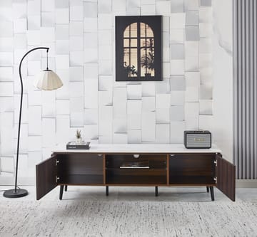 Salvador tv-bänk med förvaring 160 cm lång - Marmor / mörkbrun - marmor/mörkbrun - Products - Möbler - TV- & Mediamöbler - TV bänk & mediabänk