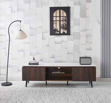 Salvador tv-bänk med förvaring 160 cm lång - Marmor / mörkbrun - marmor/mörkbrun - Products - Möbler - TV- & Mediamöbler - TV bänk & mediabänk