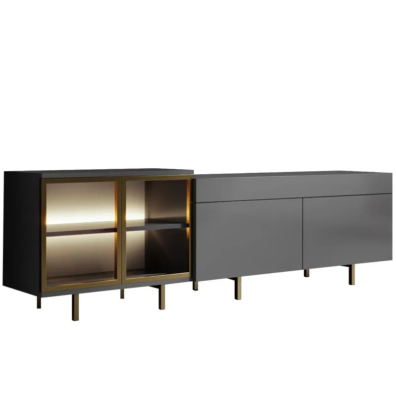 Seyring Tv-bänk 190 cm - Antracit och guld - Products - Möbler - TV- & Mediamöbler - TV bänk & mediabänk