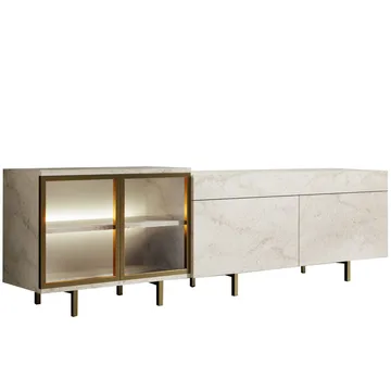 Seyring Tv-bänk 190 cm - Travertin och guld - Products - Möbler - TV- & Mediamöbler - TV bänk & mediabänk