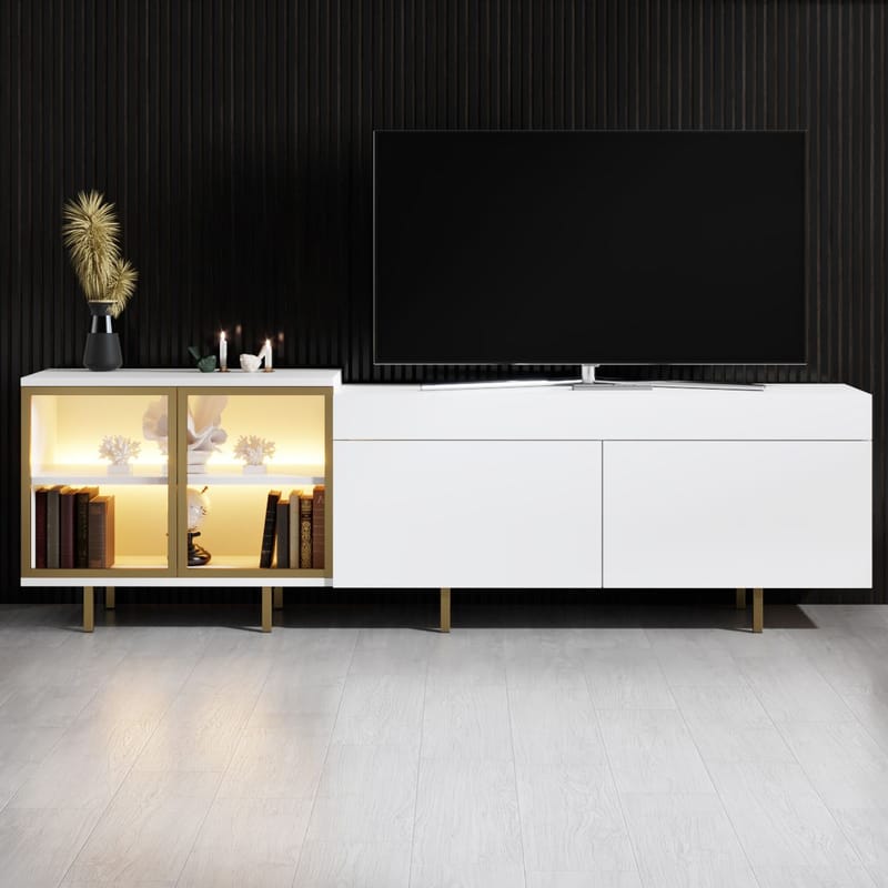 Seyring Tv-bänk 190 cm - Vitt och guld - Products - Möbler - TV- & Mediamöbler - TV bänk & mediabänk