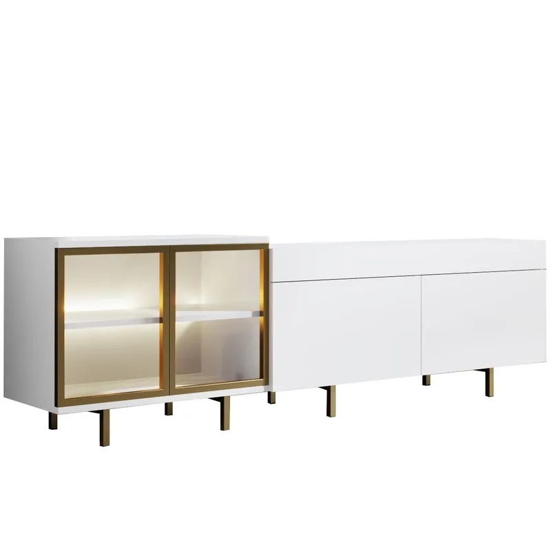 Seyring Tv-bänk 190 cm - Vitt och guld - Products - Möbler - TV- & Mediamöbler - TV bänk & mediabänk