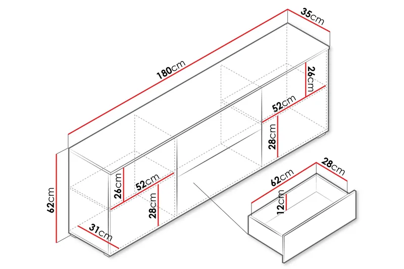 Sherie Tv-bänk 180 cm - Svart - Products - Möbler - TV- & Mediamöbler - TV bänk & mediabänk
