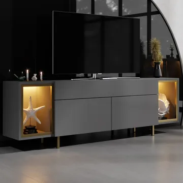 Sosan TV-bänk 180x55x32 cm - Antracit och guld - Products - Möbler - TV- & Mediamöbler - TV bänk & mediabänk