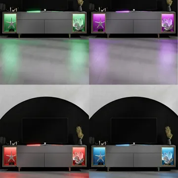 Sosan TV-bänk 180x55x32 cm - Antracit och guld - Products - Möbler - TV- & Mediamöbler - TV bänk & mediabänk