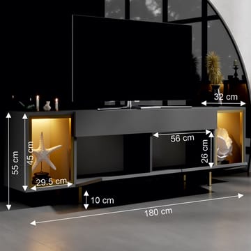 Sosan TV-bänk 180x55x32 cm - Antracit och guld - Products - Möbler - TV- & Mediamöbler - TV bänk & mediabänk