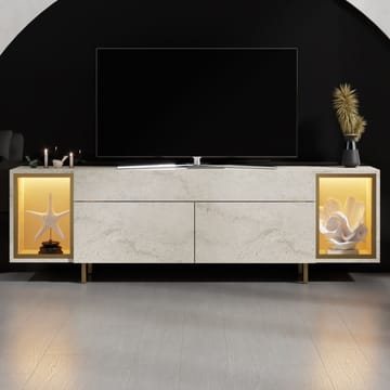 Sosan TV-bänk 180x55x32 cm - Travertin och guld - Products - Möbler - TV- & Mediamöbler - TV bänk & mediabänk