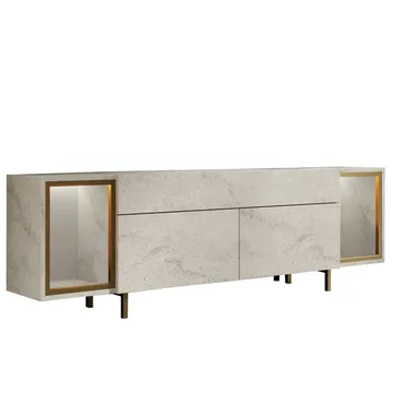 Sosan TV-bänk 180x55x32 cm - Travertin och guld - Products - Möbler - TV- & Mediamöbler - TV bänk & mediabänk